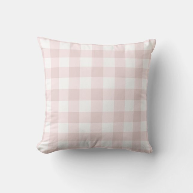 Country Farmhouse Pink Buffalo Gingham Plaid Cushion (Front)