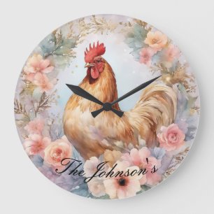 Country Farmhouse Rooster Wall Clock