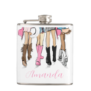 Country Fashion Cowboy Boots & Outfits Custom Hip Flask