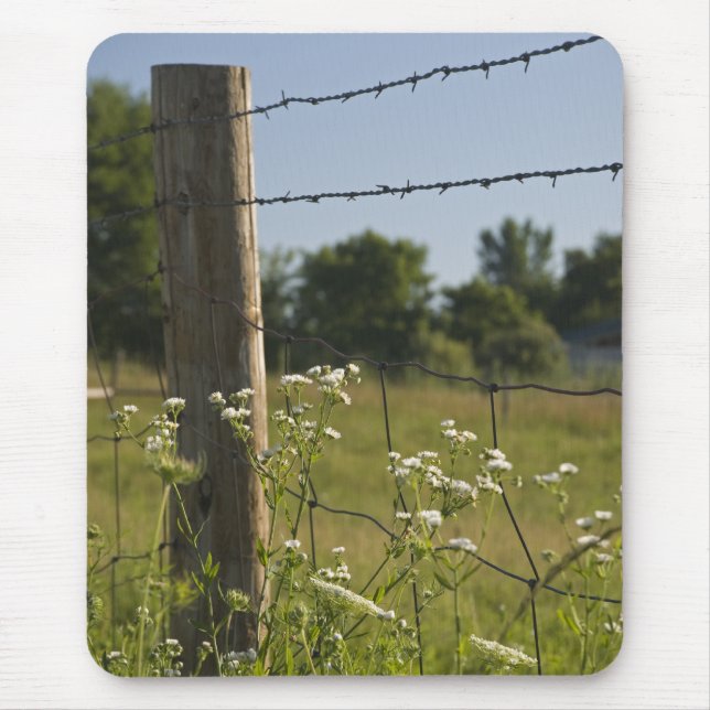 Country Fence Post and Wildflowers Mouse Pad (Front)
