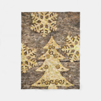 Country Festive Christmas Tree With Snowflakes Fleece Blanket