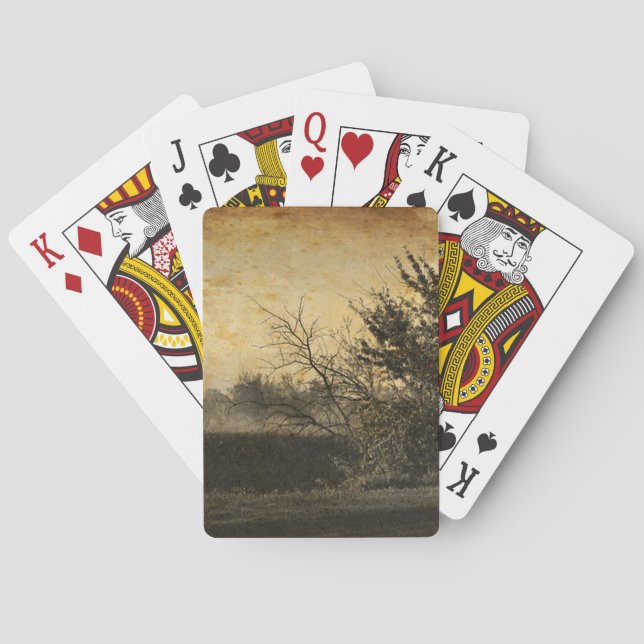 Country Field landscape Rustic Winter Trees Playing Cards (Back)