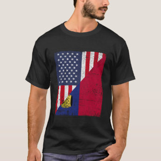 Country Flag Design - Half Usa Half Liechtenstein T-Shirt