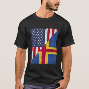 Country Flag Half Usa Half Aland T-Shirt