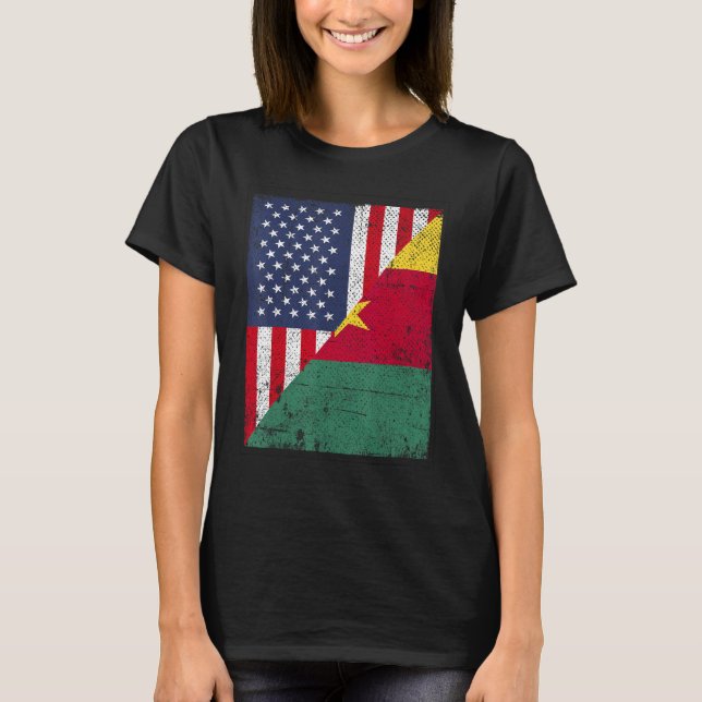 Country Flag  Half USA Half Cameroon T-Shirt (Front)