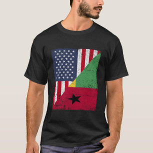 Country Flag Half Usa Half Guinea Bissau T-Shirt