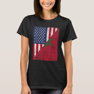 Country Flag Half USA Half Morocco T-Shirt