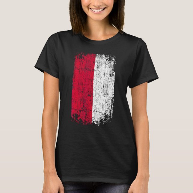 Country Flag Souvenir Grunge Flag Monaco T-Shirt (Front)