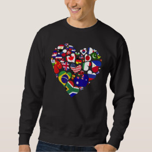 Country Flags Heart Traveller Travelling World Fla Sweatshirt