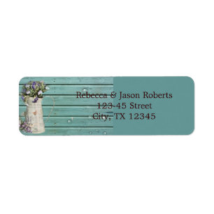country floral barn wood rustic wedding return address label