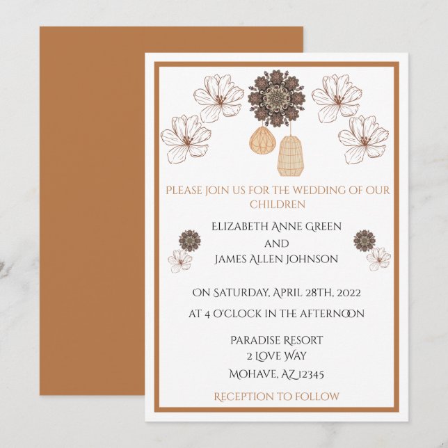 Country Floral Boho Wedding Invitation