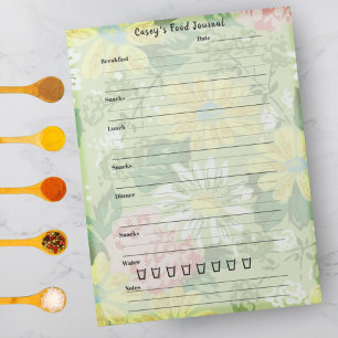 Country Floral Food Journal - Trendy Meal Diary Notepad
