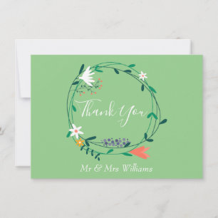Country Floral Garland Thank You Card