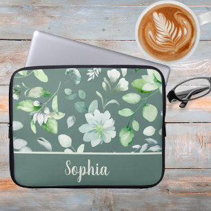 Country Floral Sage Green Signature Laptop Sleeve