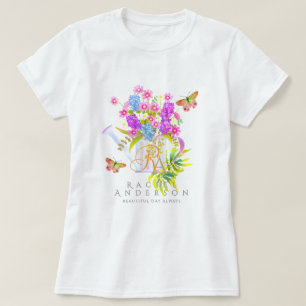 Country Floral Watering Can Monogram T-Shirt