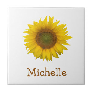 Country Floral Yellow Sunflower Rustic Ceramic Tile
