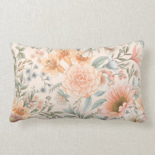Country Flower Dreams Lumbar Throw Pillow