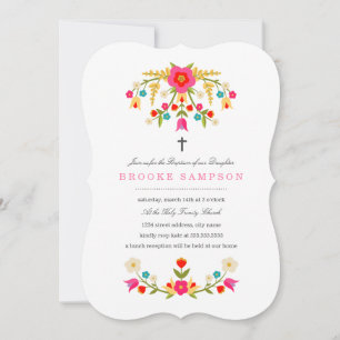 Country Flowers Baptism Invitation