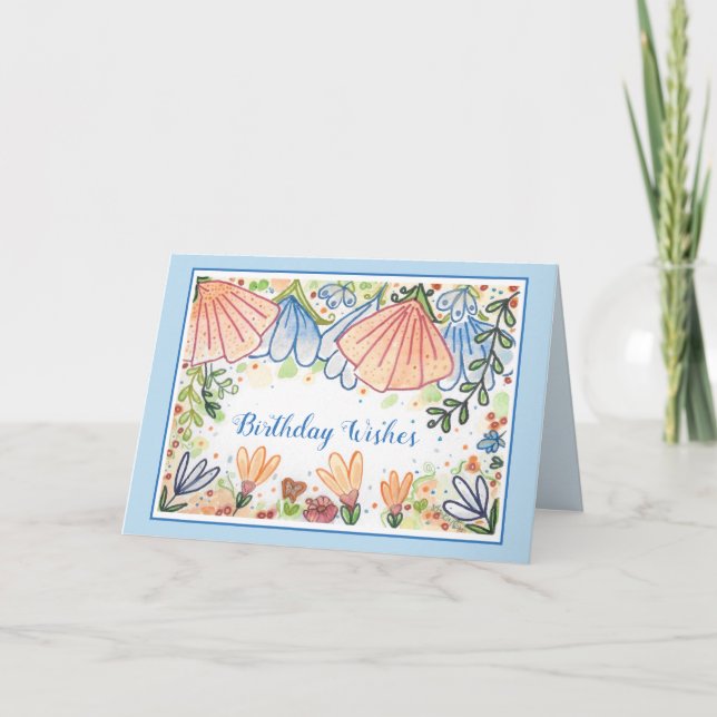 Country Flowers Birthday Greeting Card (Front)