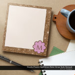Country Flowers Hand Drawn Pattern Brown Rustic Notepad<br><div class="desc">A hand drawn floral pattern with a vintage country aesthetic and distressed details. This classic brown and tan botanical pattern has a nostalgic feel with sketch textured line art and distressed details. Customise this cute notepad with the owner's monogram/initial in soft pink for extra personal detail. Bring your style to...</div>