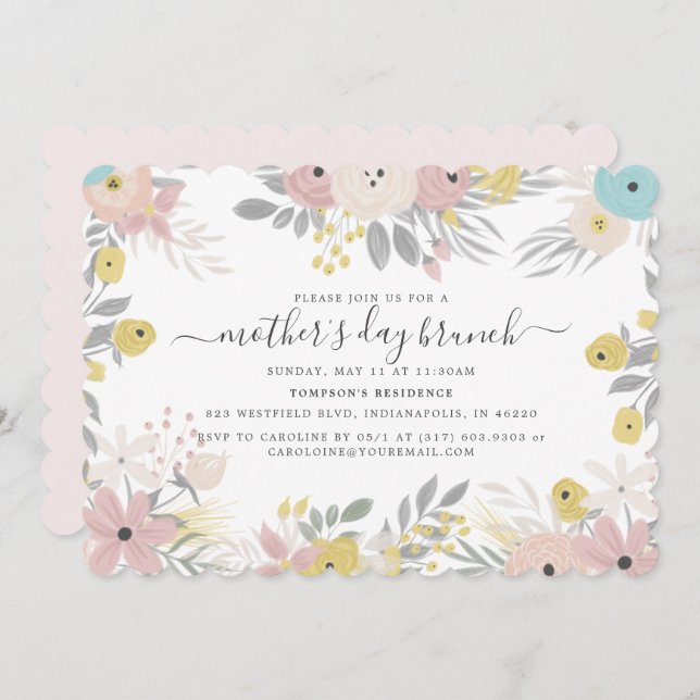Country Flowers Mother's Day Brunch Invitation (Front/Back)
