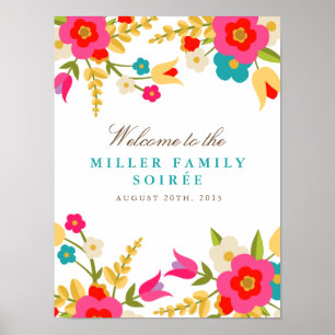 Country Flowers Party Welcome Poster