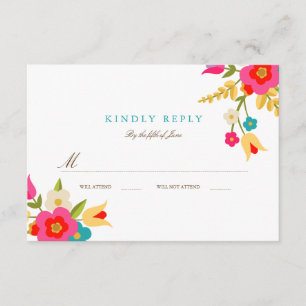 Country Flowers Wedding RSVP Card