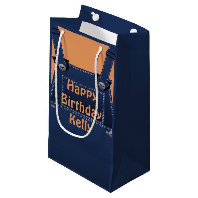 Country Folk Overalls Custom Birthday MGB Small Gift Bag (Front Angled)