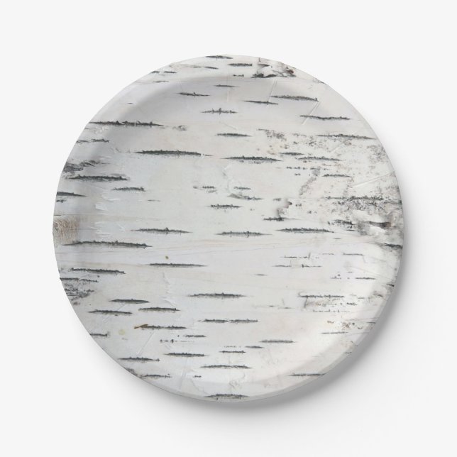 Country Forest Rustic Birch Tree Bark Paper Plate (Front)