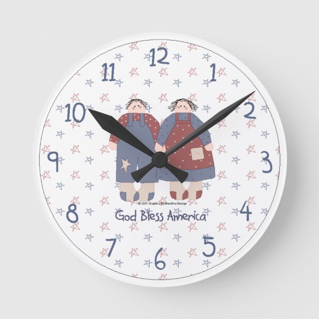 Country Fourth Of July Wall Clock (Front)
