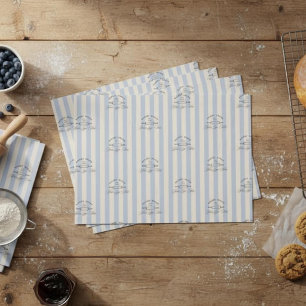 Country French Blue Striped Bakery Logo Business Tissue Paper
