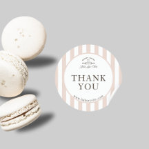 Country French Pink Striped Bakery Logo Thank You