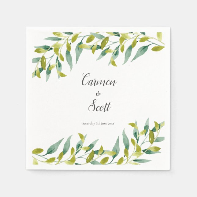 Country Garden Eucalyptus Greenery Wedding Napkin (Front)
