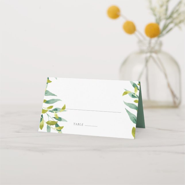 Country Garden Eucalyptus Greenery Wedding Place Card (Front)