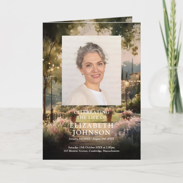 Country Garden Funeral Memorial Order Of Service  Program (Front)