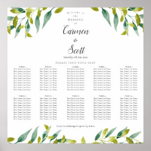 Country Garden Greenery Seating Chart
