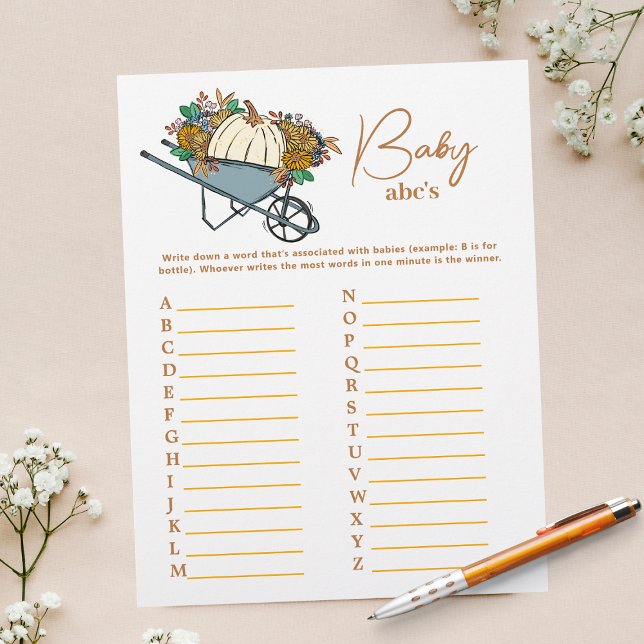 Country Garden Pumpkin ABCs Baby Shower Party Game Flyer (Creator Uploaded)