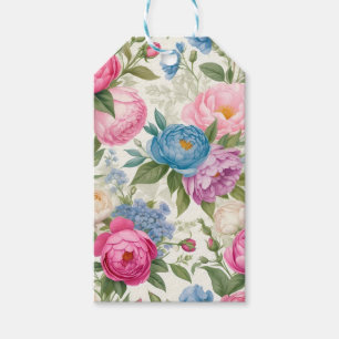 Country Garden Roses And Peonies Floral Gift Tags