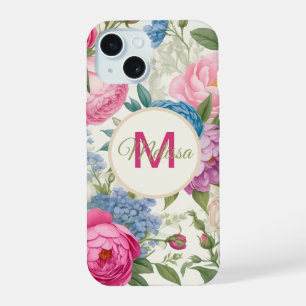 Country Garden Roses And Peonies Floral iPhone 15 Case