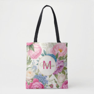 Country Garden Roses And Peonies Floral Tote Bag