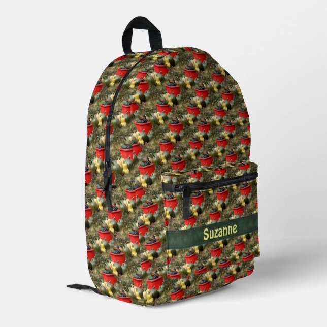 Country Garden Squash Pattern Personalised Printed Backpack (Back Corner Left)