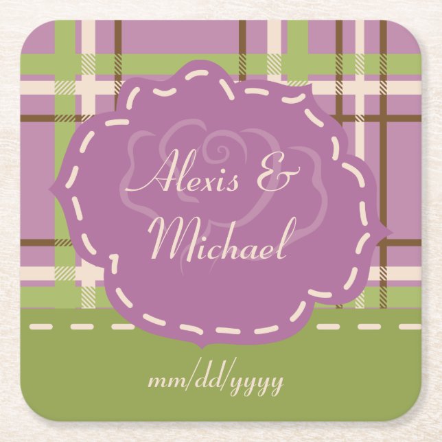 Country Garden Wedding Paper Coaster (Front)