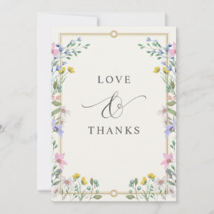 Country Garden Wildflowers Floral Wedding Thank You Card