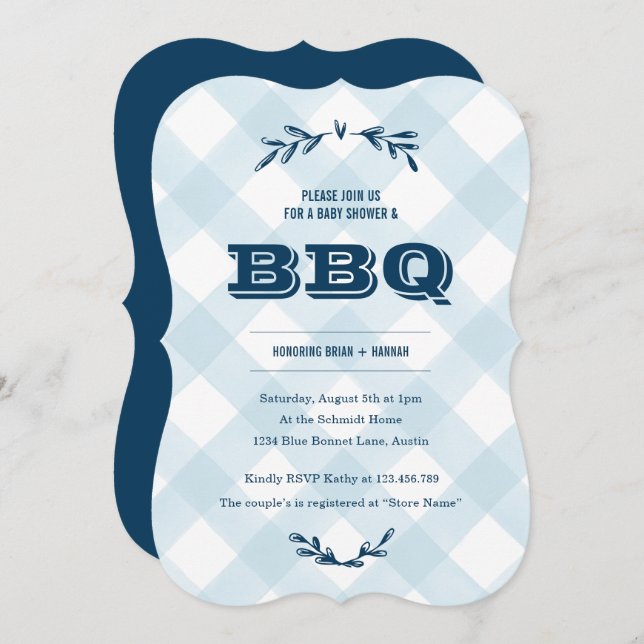 Country Gingham Baby Shower Invitation (Front/Back)