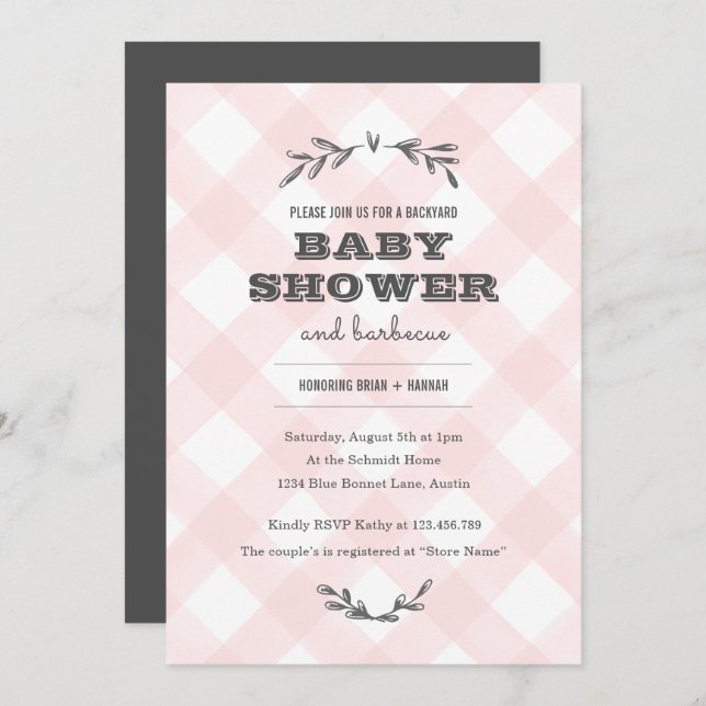 Country Gingham Baby Shower Invitation (Front/Back)