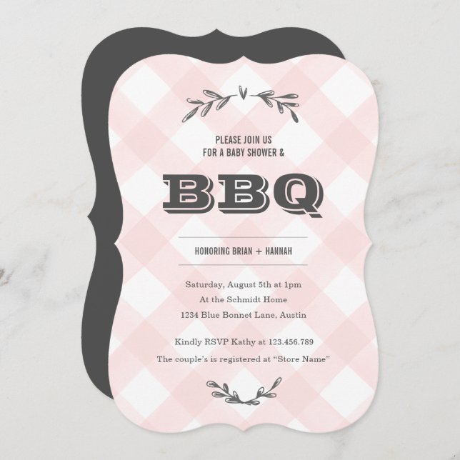 Country Gingham Baby Shower Invitation (Front/Back)
