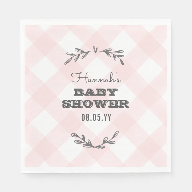 Country Gingham Baby Shower Napkin (Front)