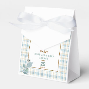 Country Gingham Blue Jean Baby Shower Welcome Favour Box