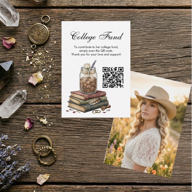 Country Girl Graduation College Fund QR Code  Enclosure Card (Cowgirl College Fund Enclosure Card)