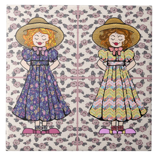 Country Girls Ceramic Tile (Front)